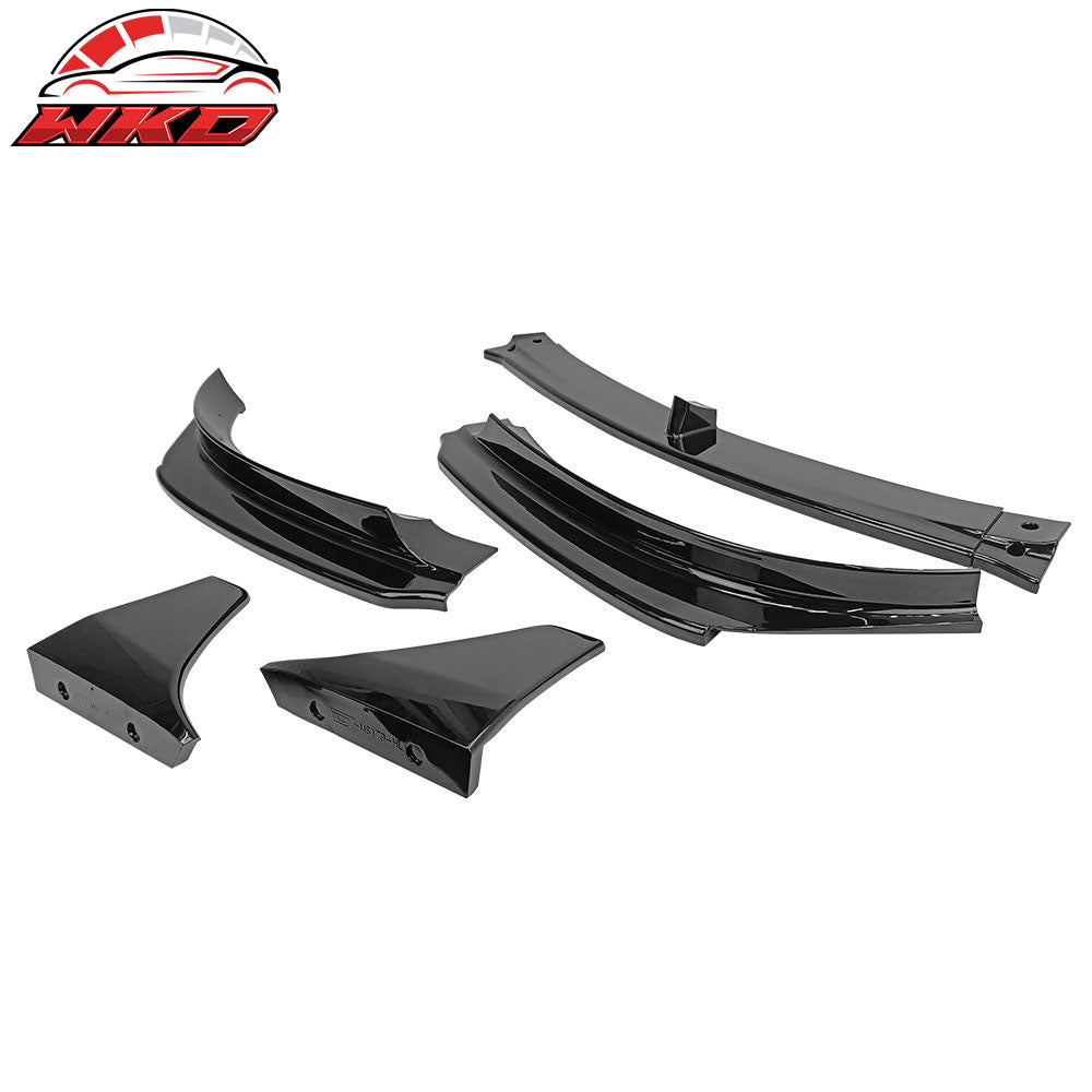Fits 17-23 Tesla Model 3 V Style Gloss Black Front Bumper Lip Spoiler Kit PP 5PC