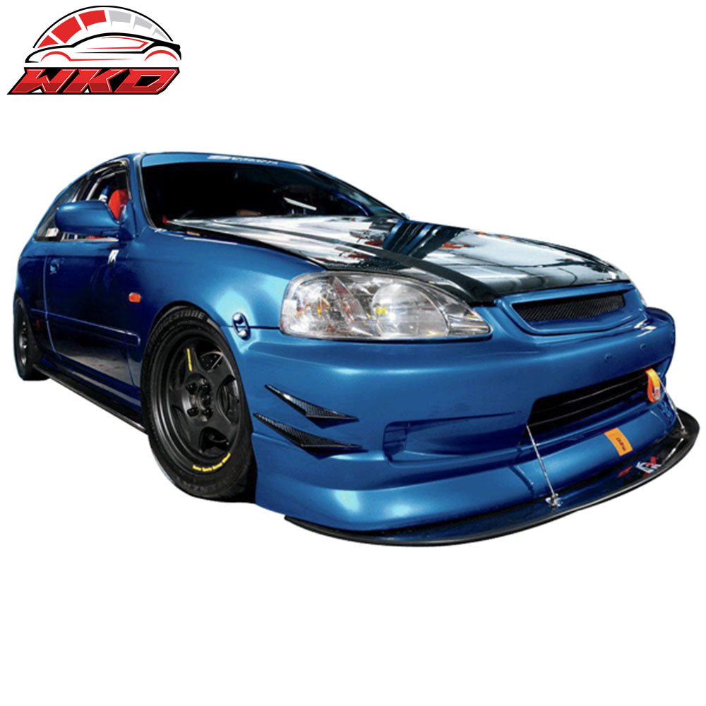 Universal Front Bumper Lip Splitter Fins Spoiler Car Canards Carbon Fiber Print