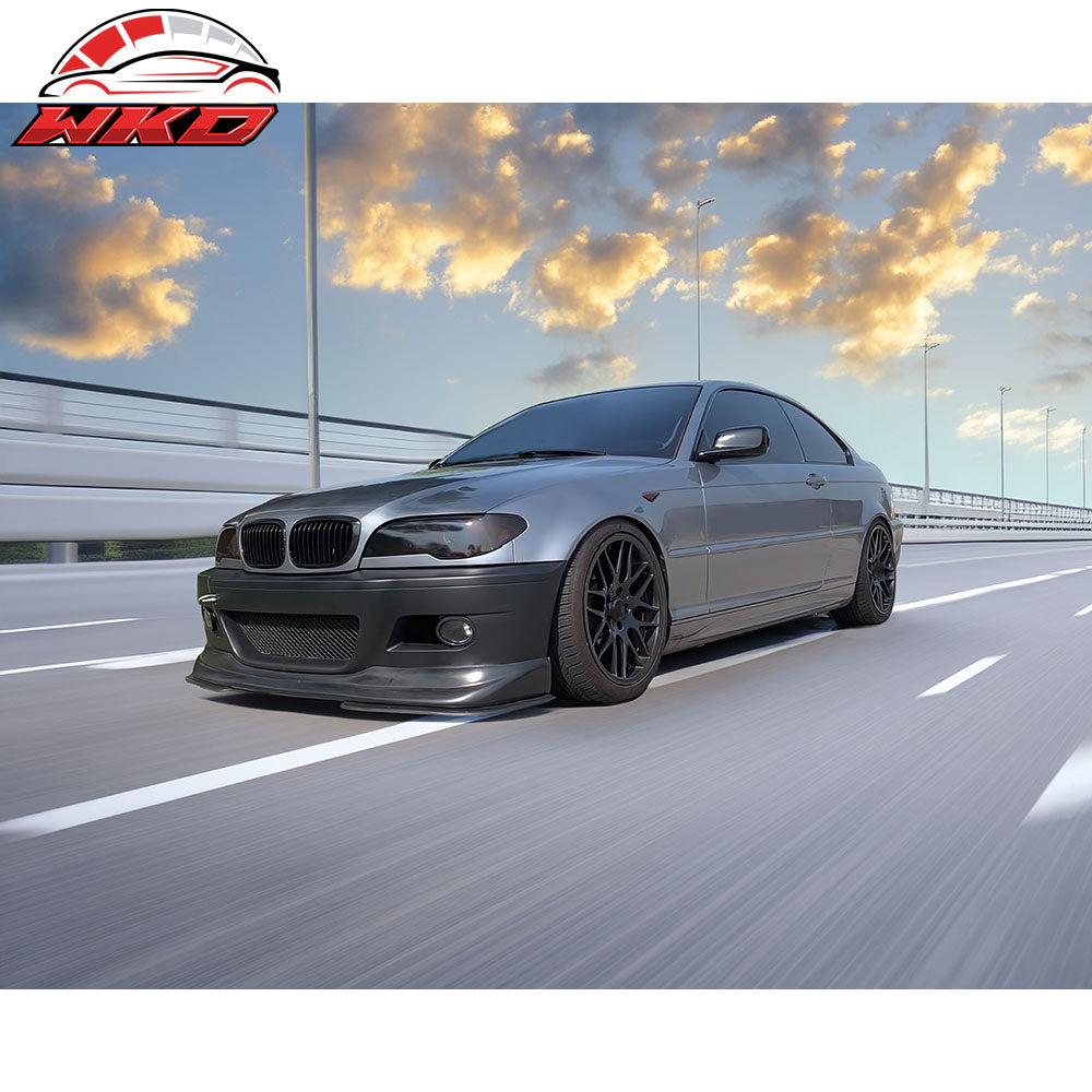 Fits 01-06 BMW E46 M3 A Style Front Bumper Lip Spoiler Kit Unpainted Black PU