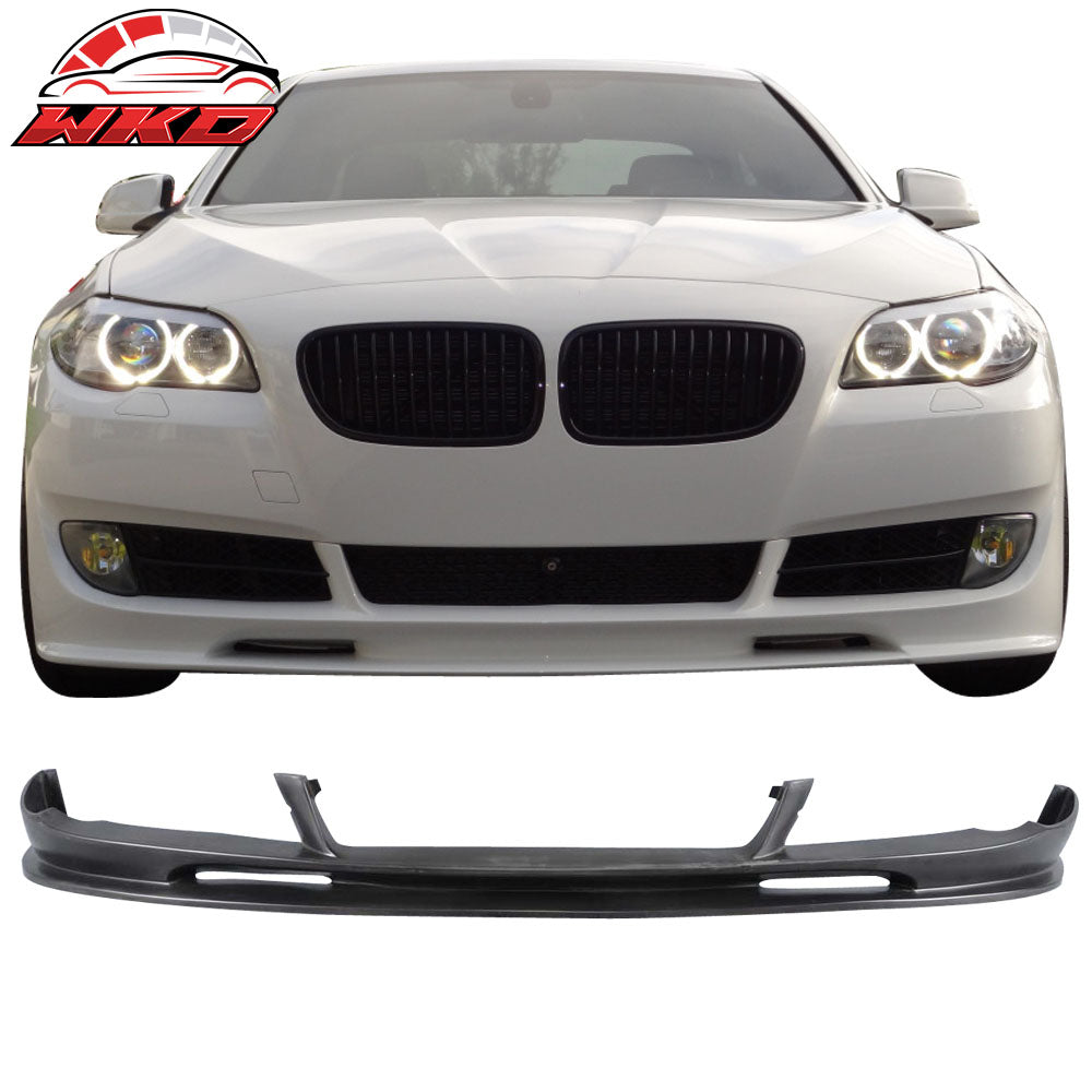 Fits 10-13 BMW F10 5 Series 3D Style Front Bumper Lip Spoiler Unpainted Black PU