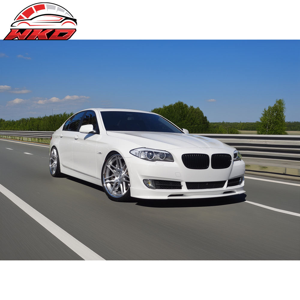 Fits 10-13 BMW F10 5 Series 3D Style Front Bumper Lip Spoiler Unpainted Black PU