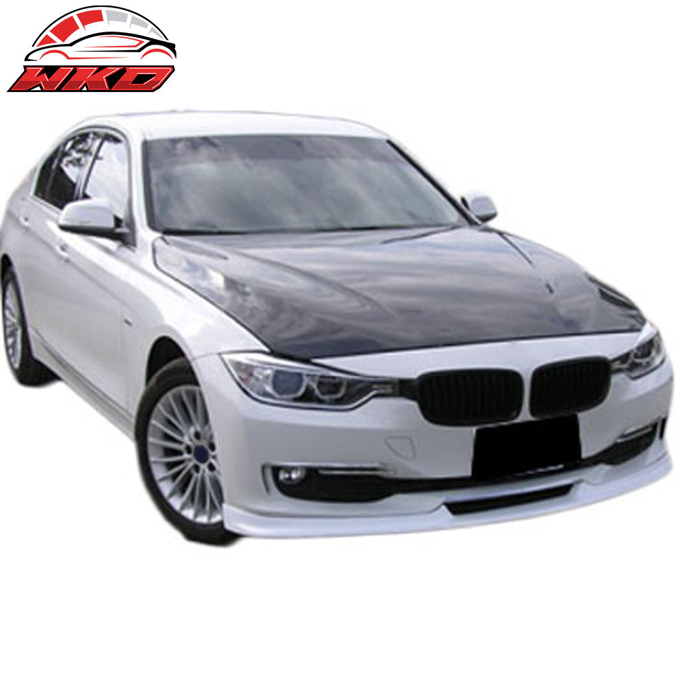 Fits 12-15 BMW F30 3-Series Sedan H Style Front Bumper Lip Unpainted Black PU