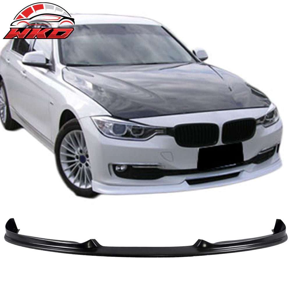 Fits 12-15 BMW F30 3-Series Sedan H Style Front Bumper Lip Unpainted Black PU