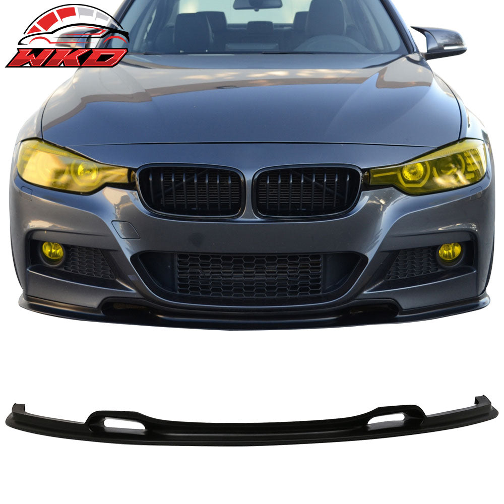 Fits 12-18 BMW F30 3 Series VR Style Front Bumper Lip Unpainted Black Spoiler PU