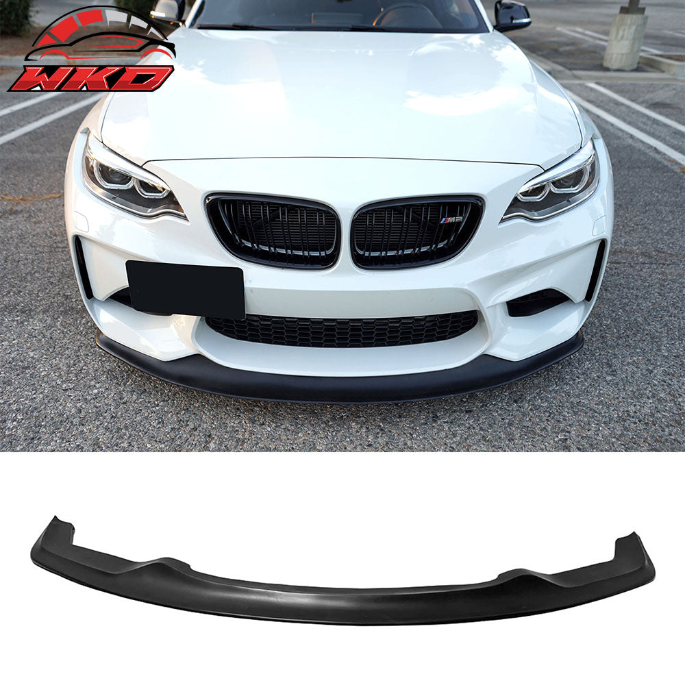 Fits 16-18 BMW F87 M2 Base MDA Style Front Bumper Lip Spoiler Unpainted Black PU