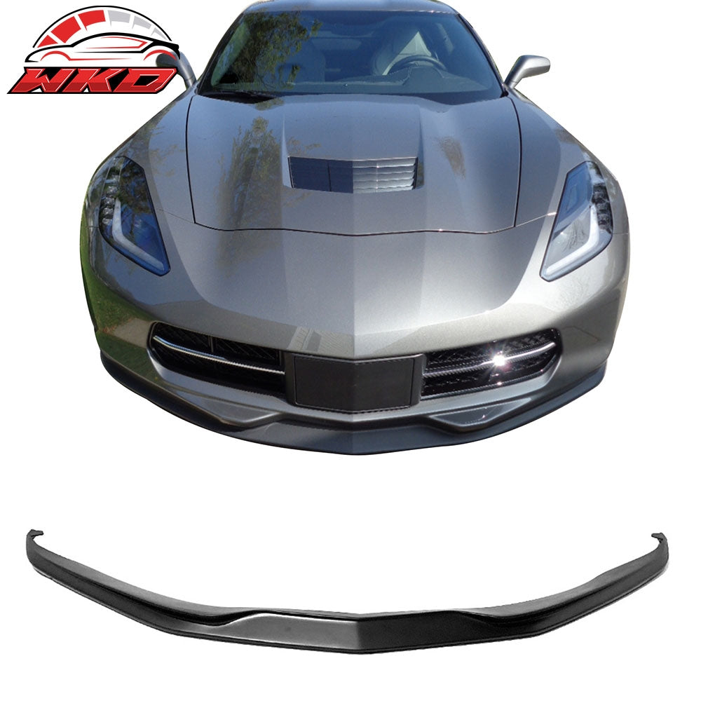 Fits 14-19 Chevy Corvette Front Bumper Lip Spoiler Splitter Unpainted Black PU