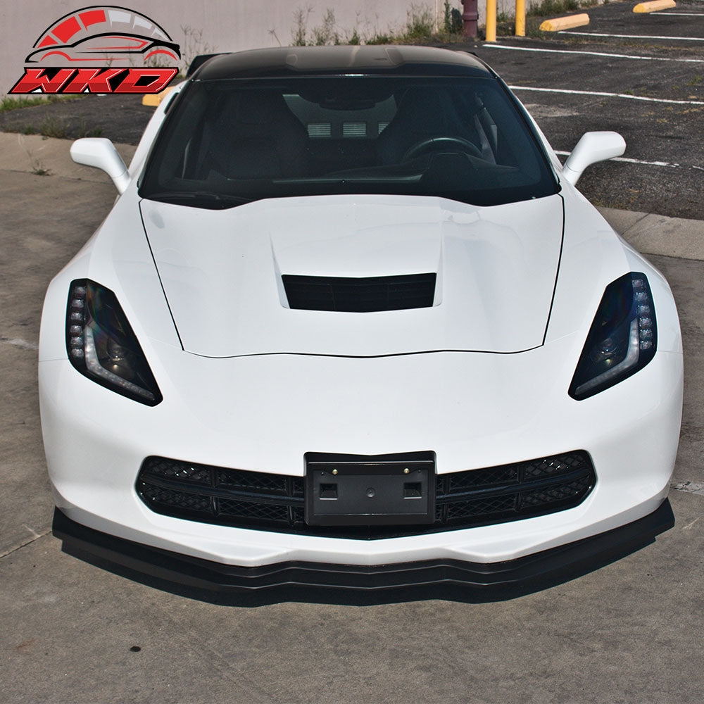 Fits 14-19 Chevrolet Corvette Front Bumper Lip Spoiler Splitter Kit Unpainted PU