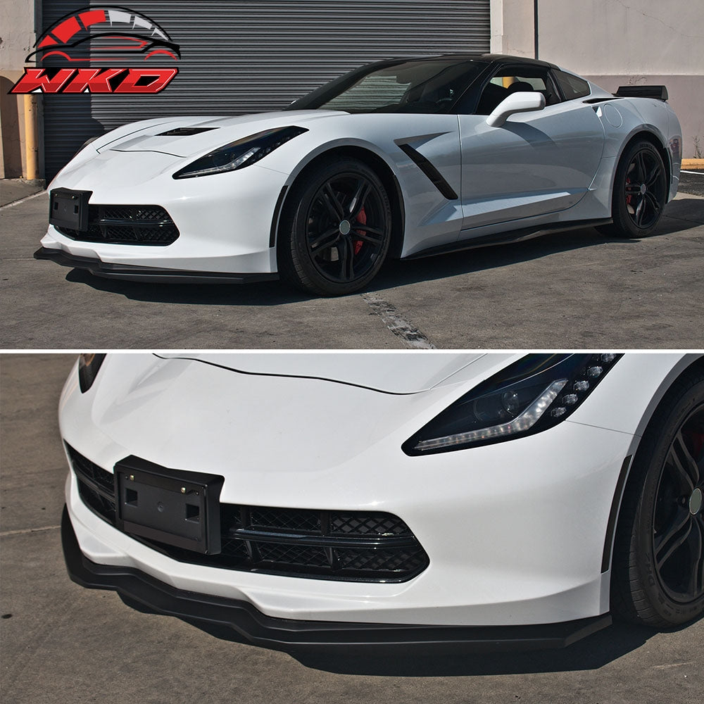 Fits 14-19 Chevrolet Corvette Front Bumper Lip Spoiler Splitter Kit Unpainted PU