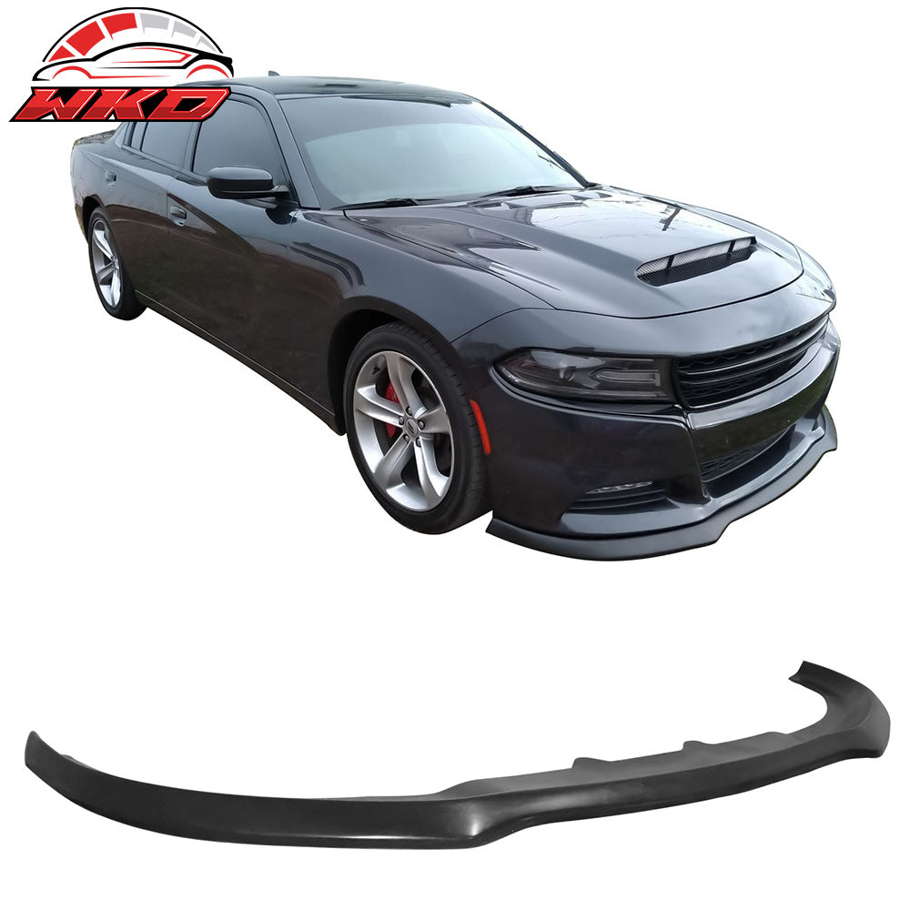 Fits 15-23 Dodge Charger RT IKON Style Front Bumper Lip Spoiler Unpainted - PU
