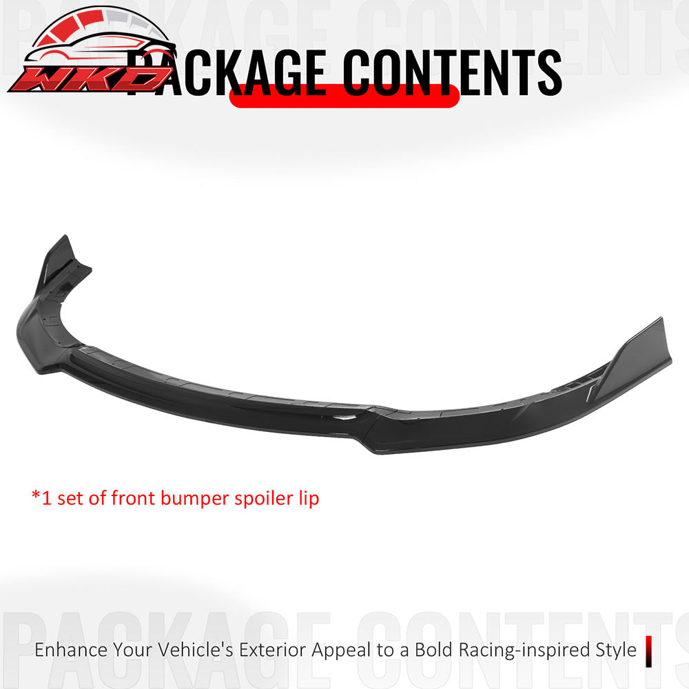 Fits 15-23 Dodge Charger SRT V4 A Style ABS Front Bumper Lip Gloss Black 3PCS