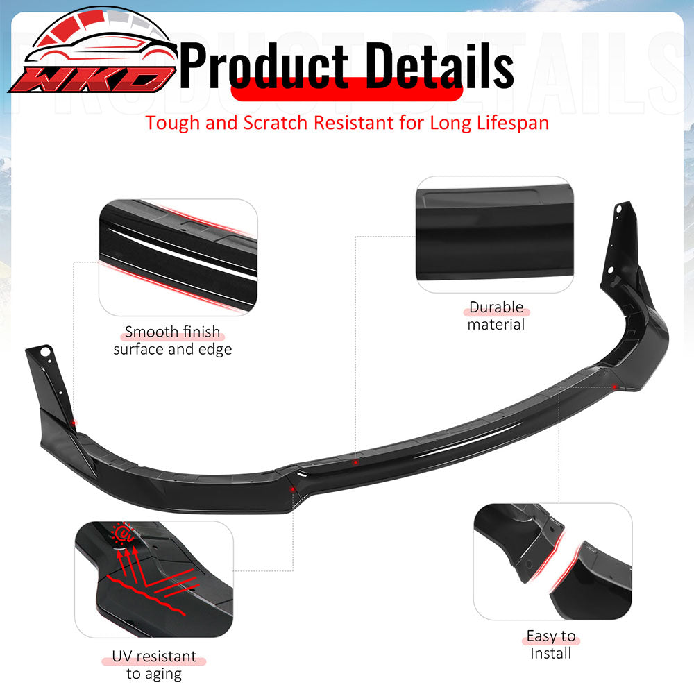 Fits 15-23 Dodge Charger SRT V4 B Style ABS Front Bumper Lip Gloss Black 5PCS