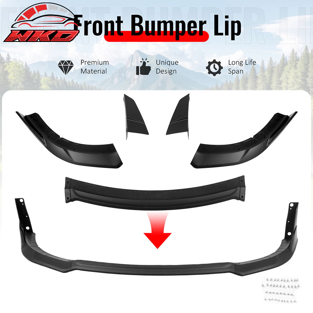 Fits 15-23 Dodge Charger SRT V4 B Style ABS Front Bumper Lip Matte Black 5PCS