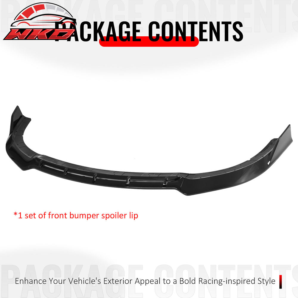 Fits 15-23 Dodge Charger SRT V5 A Style ABS Front Bumper Lip Gloss Black 3PCS