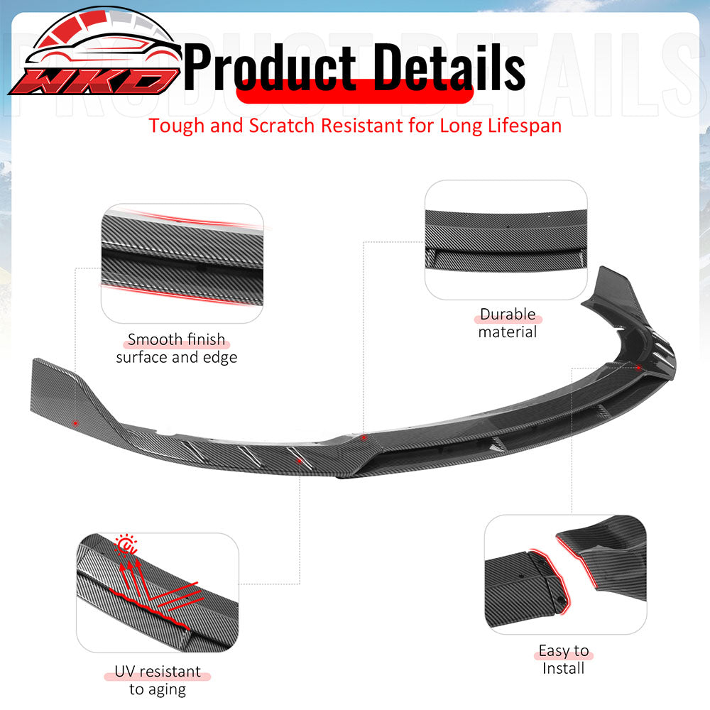 Fits 15-23 Charger SRT V6 B Style ABS Front Bumper Lip Carbon Fiber Print 4PCS