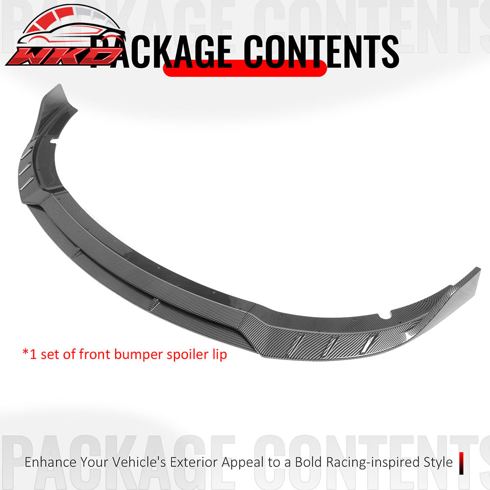 Fits 15-23 Charger SRT V6 B Style ABS Front Bumper Lip Carbon Fiber Print 4PCS