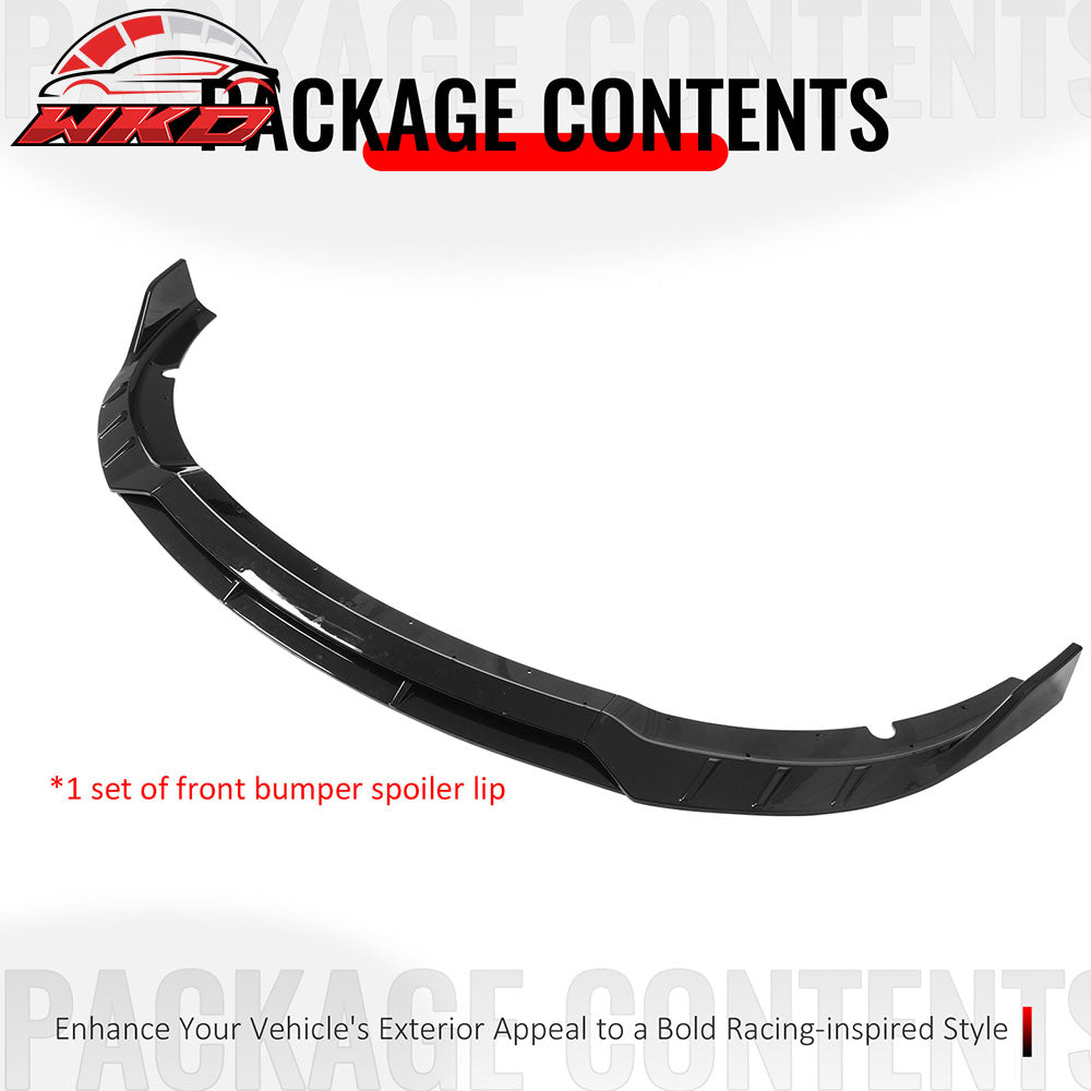 Fits 15-23 Dodge Charger SRT V6 B Style ABS Front Bumper Lip Gloss Black 4PCS