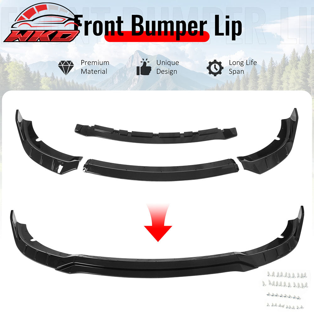Fits 15-23 Dodge Charger SRT V6 C Style ABS Front Bumper Lip Gloss Black 4PCS