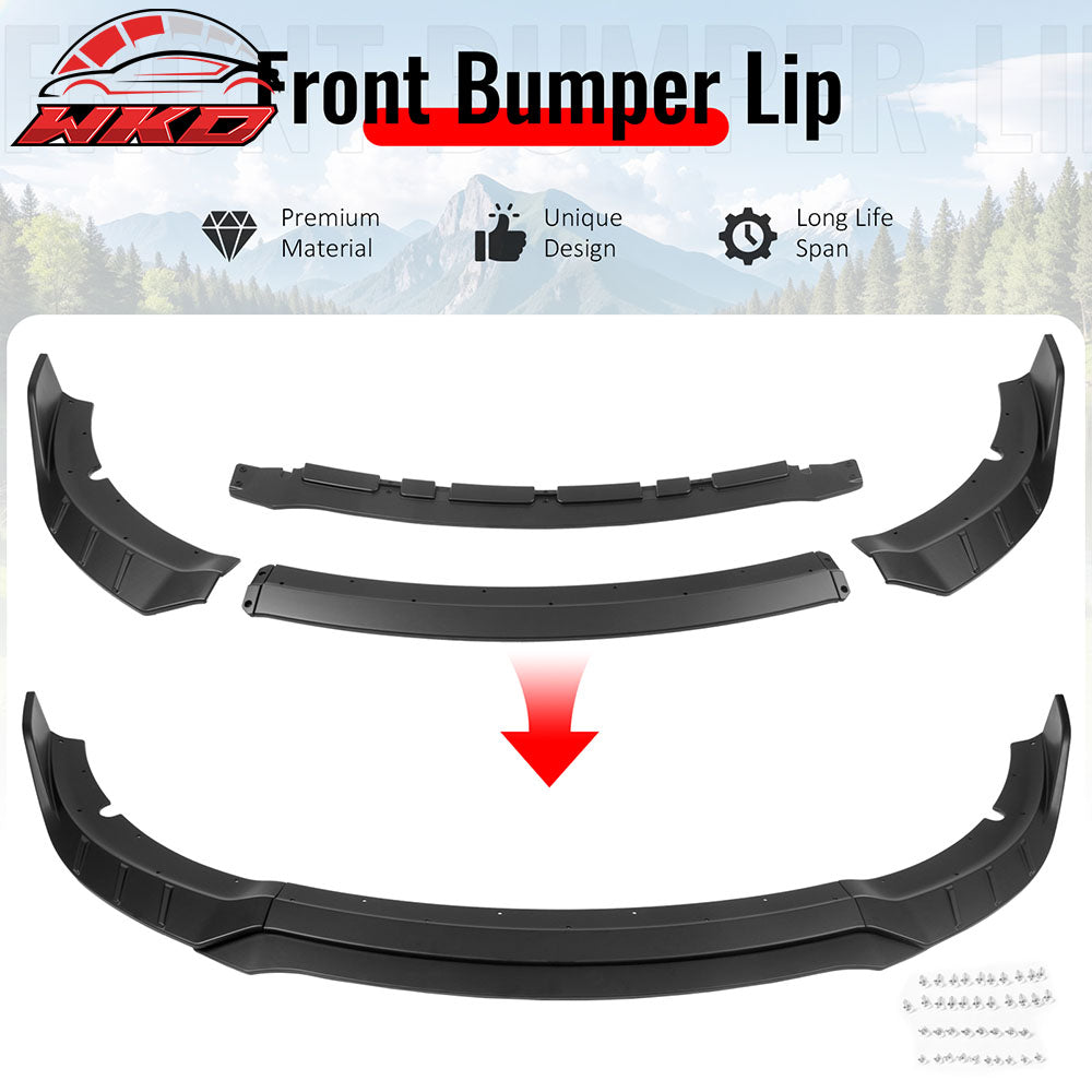Fits 15-23 Dodge Charger SRT V6 C Style ABS Front Bumper Lip Matte Black 4PCS