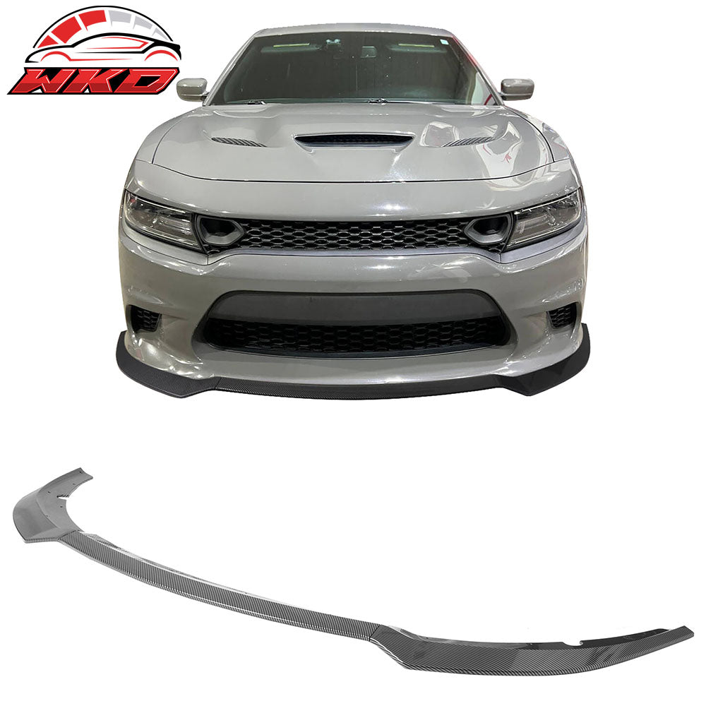 2015-23 Charger SRT V7 A Style ABS Front Bumper Lip Carbon Fiber Print 3PCS | Wholesale