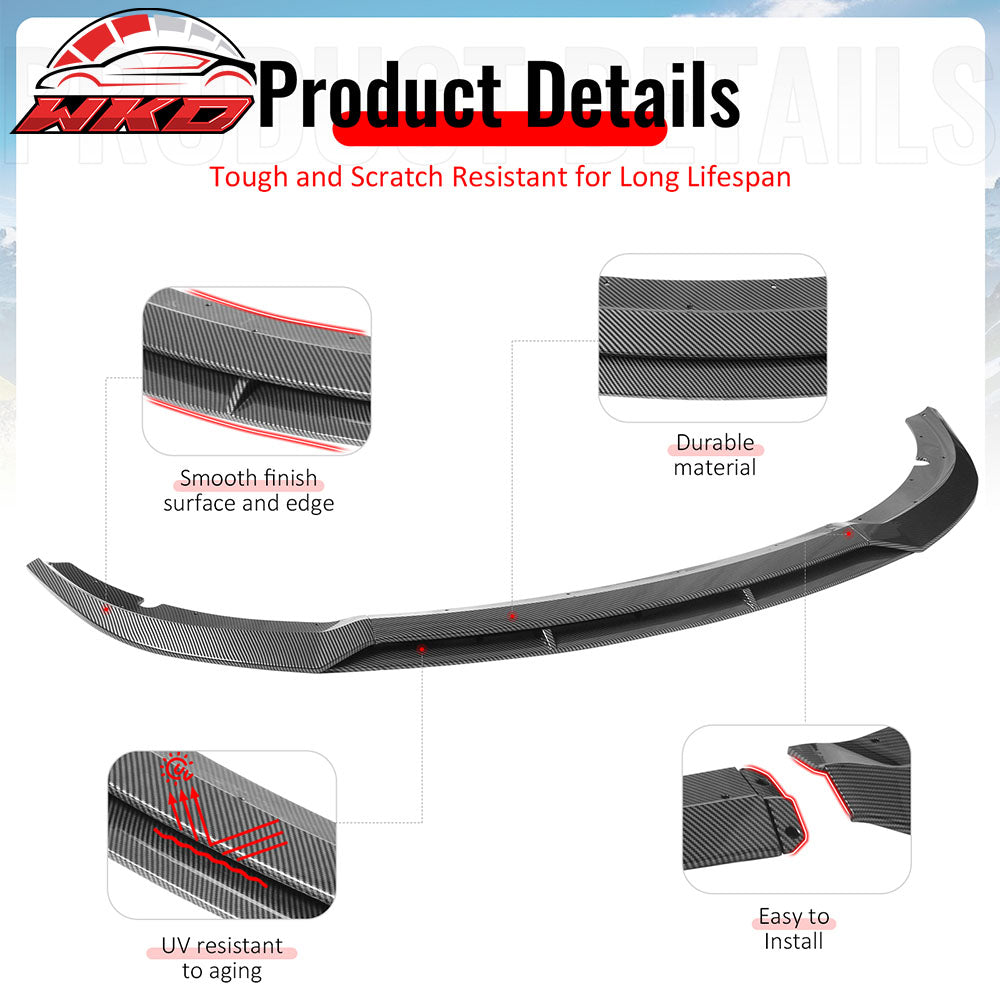 Fits 15-23 Charger SRT V7 B Style ABS Front Bumper Lip Carbon Fiber Print 4PCS