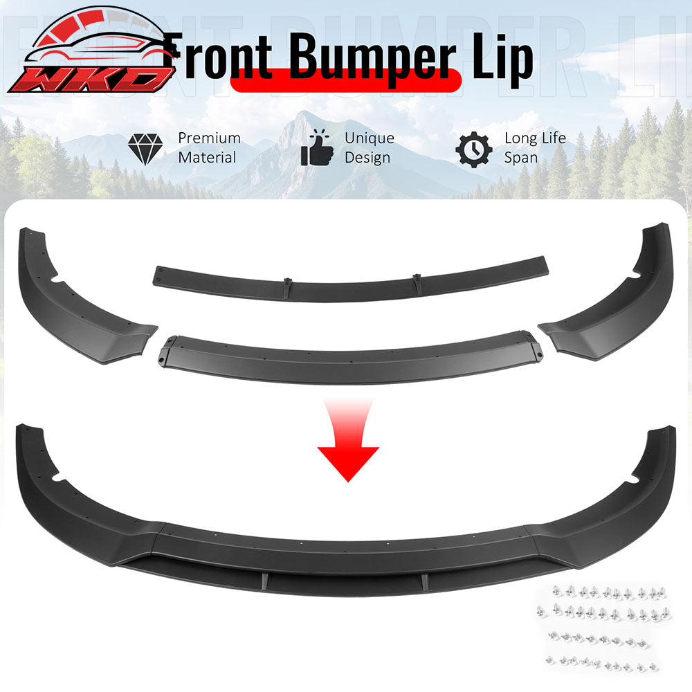 Fits 15-23 Dodge Charger SRT V7 B Style ABS Front Bumper Lip Matte Black 4PCS