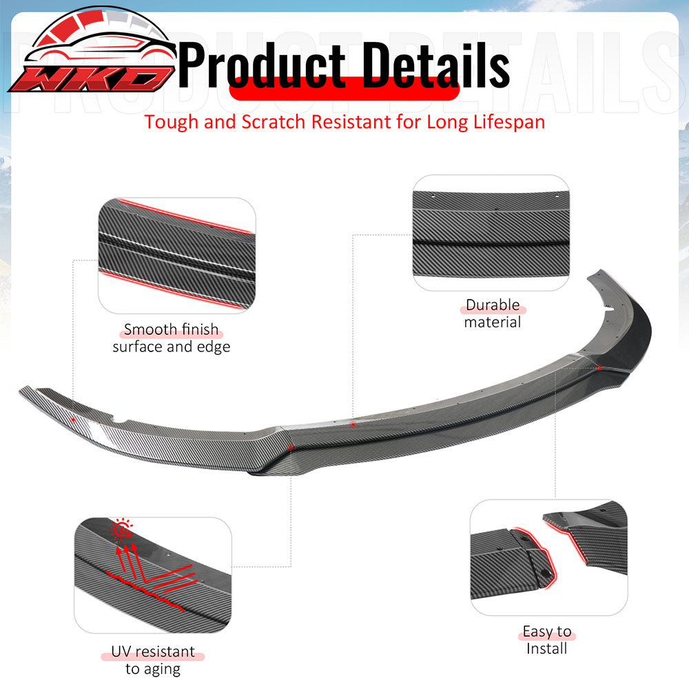 Fits 15-23 Charger SRT V7 C Style ABS Front Bumper Lip Carbon Fiber Print 4PCS