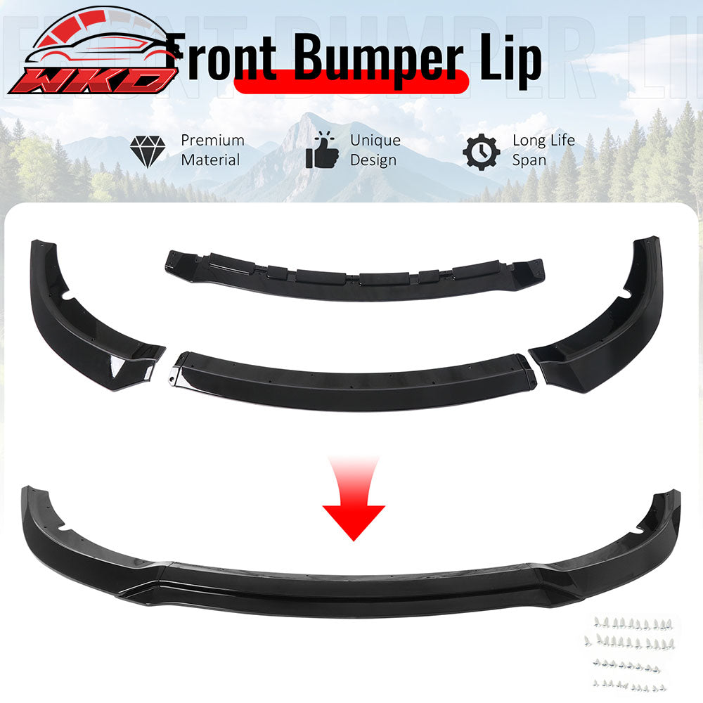 Fits 15-23 Dodge Charger SRT V7 C Style ABS Front Bumper Lip Gloss Black 4PCS