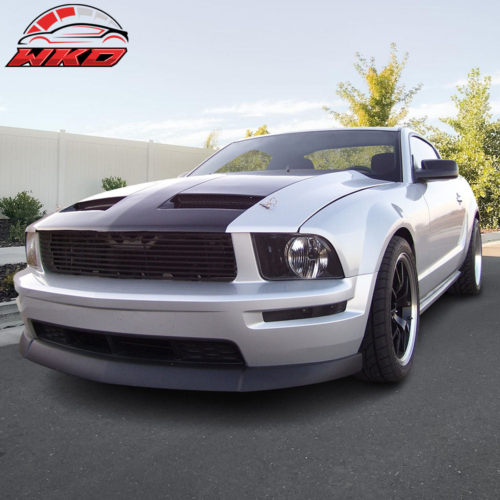 Fits 05-09 Ford Mustang V8 CV2 Style Front Bumper Lip Spoiler Unpainted Black PU