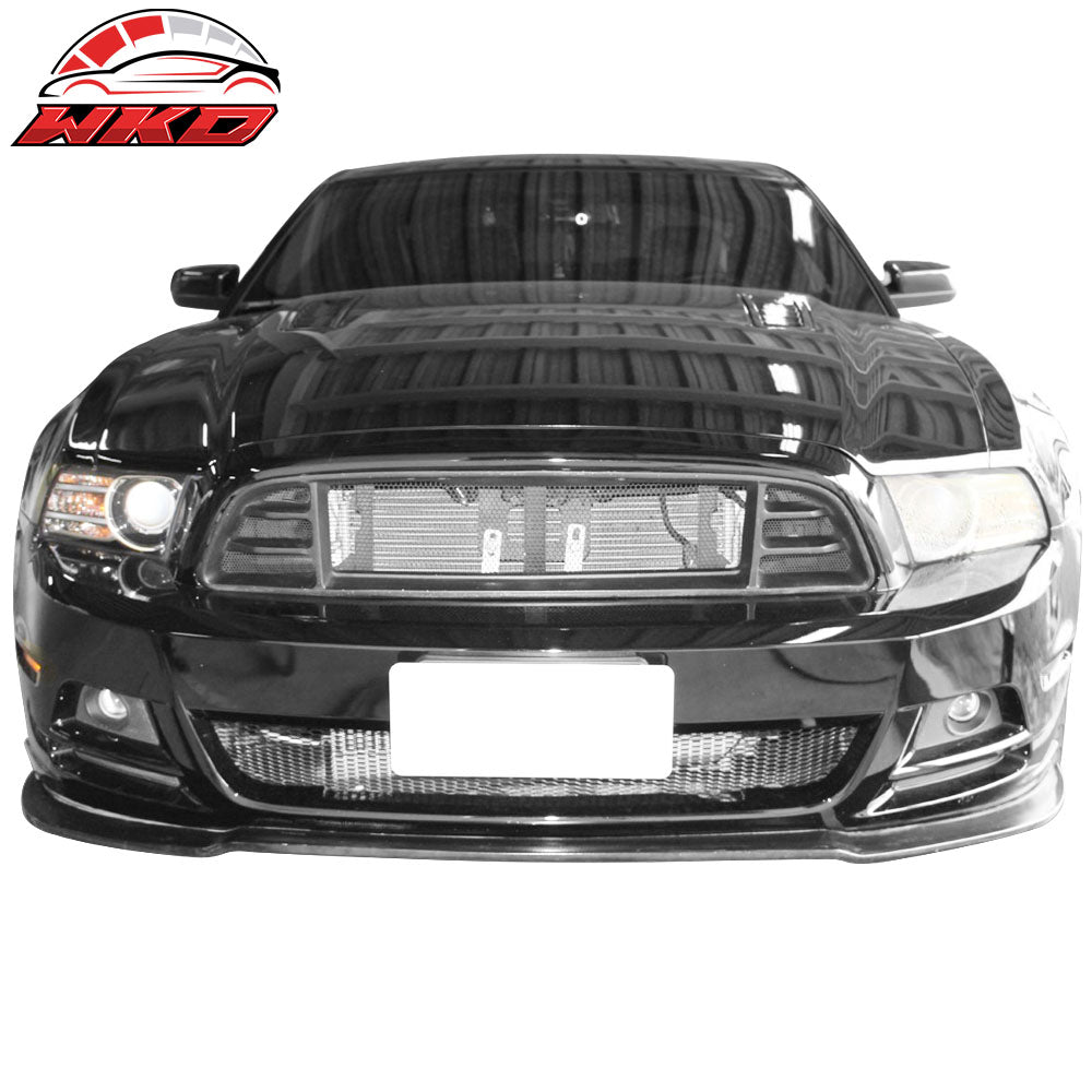 Fits 13-14 Ford Mustang GT Style Front Bumper Lip Spoiler Unpainted Black PU