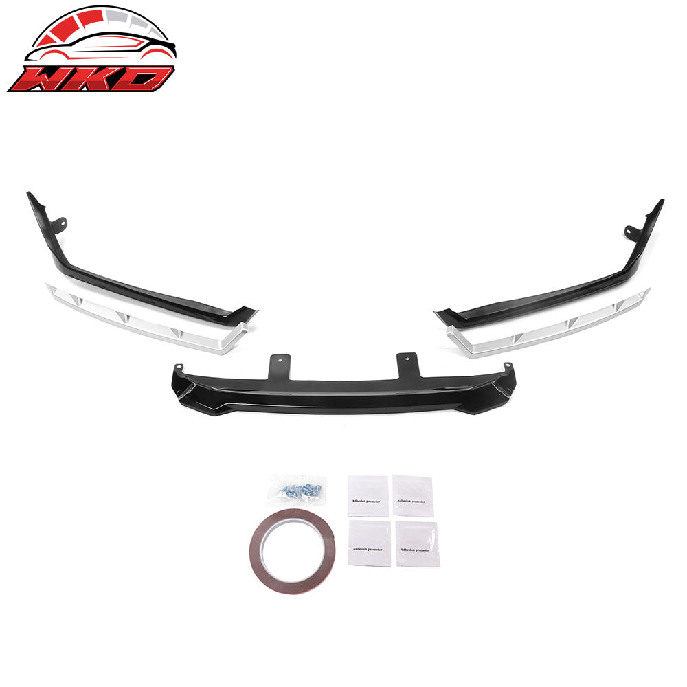 Fits 21-22 Honda Accord IKON Gloss Black Silver PP Front Bumper Lip Spoiler 5PCS