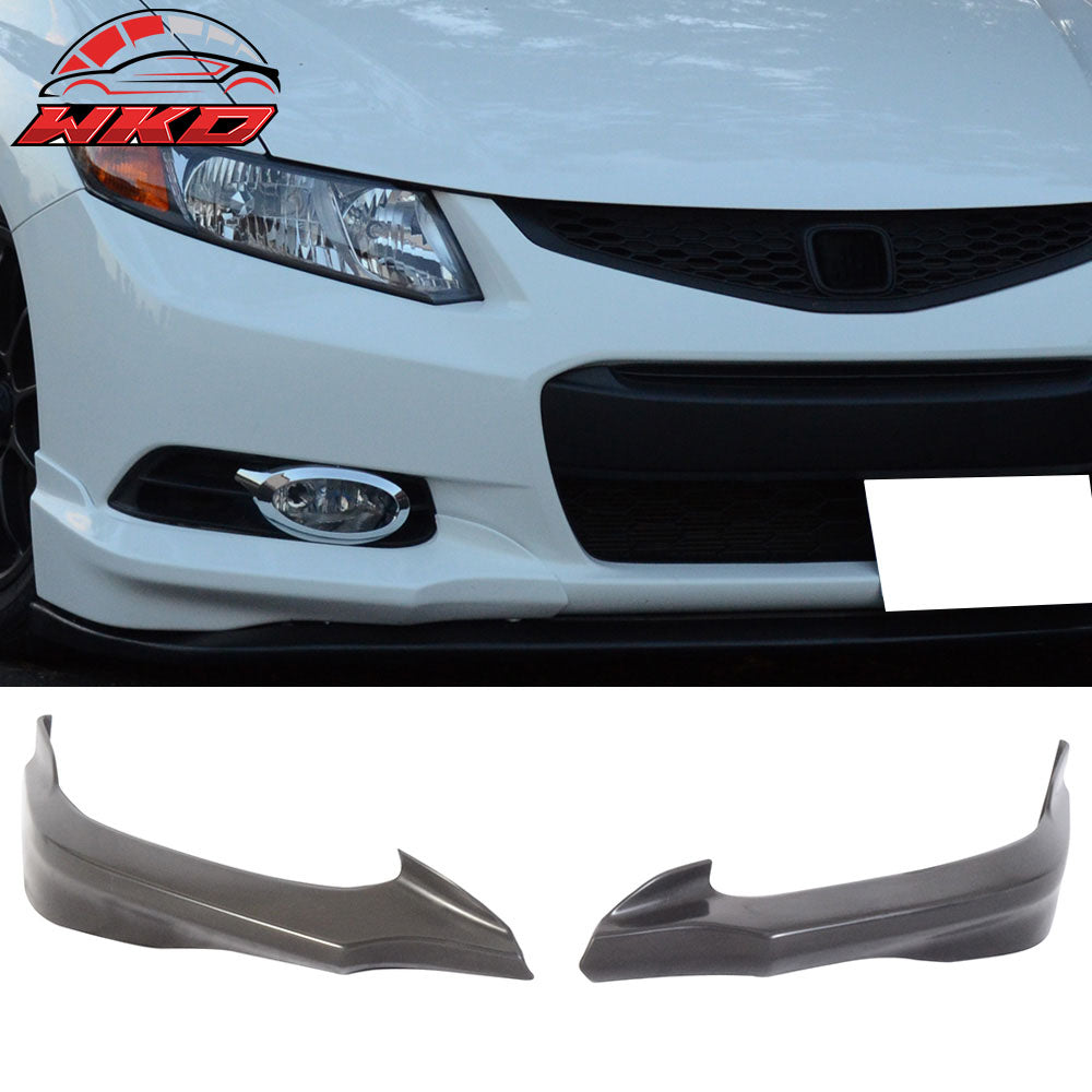 Fits 12-13 Honda Civic Coupe HFP Style Front Bumper Lip Spoiler Side Apron PU