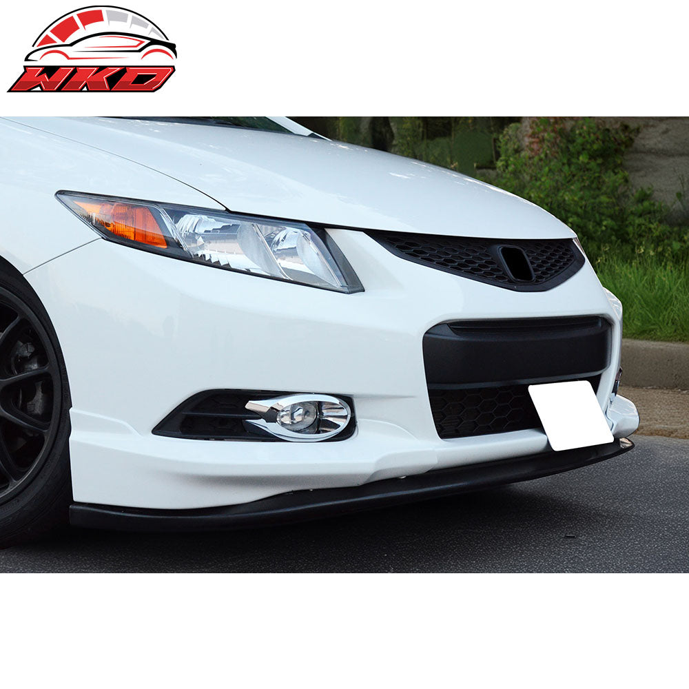 Fits 12-13 Honda Civic Coupe HFP Style Front Bumper Lip Spoiler Side Apron PU