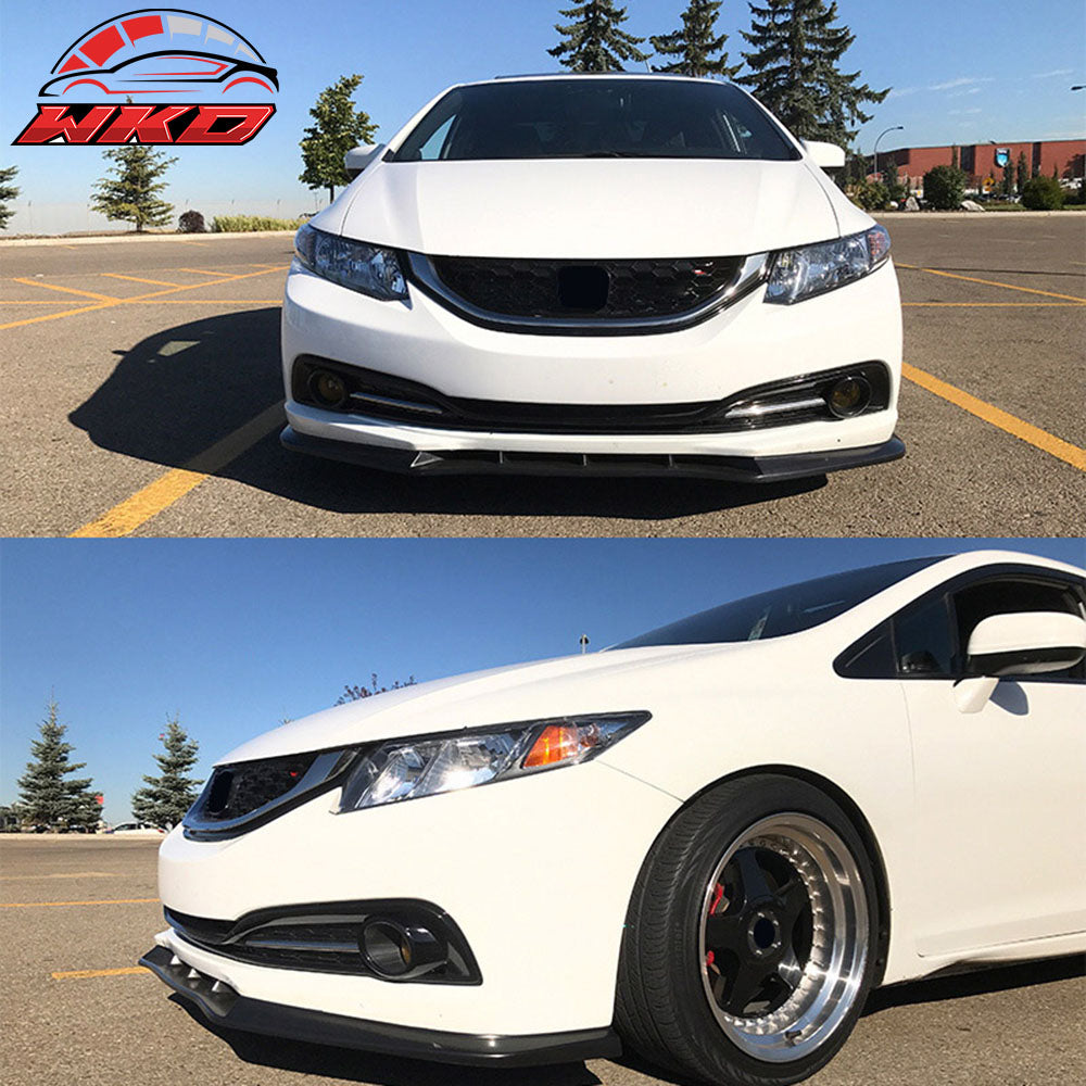 Fits 13-15 Honda Civic EK Sedan 4Dr IKON V3 Style PU Front Bumper Lip Spoiler