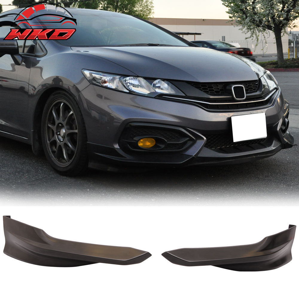 Fits 14-15 Honda Civic Coupe HF-P Front Bumper Lip Side Canards Unpainted PU