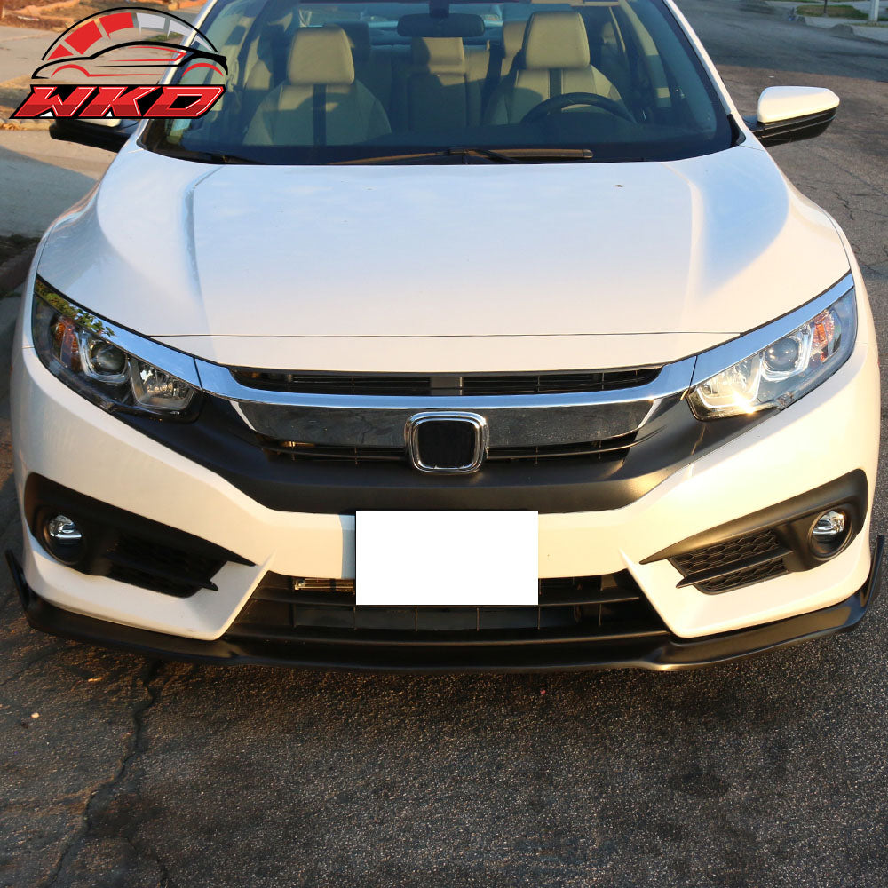 Fits 16-18 Honda Civic Coupe Sedan CS Style Front Bumper Lip Spoiler Splitter PU