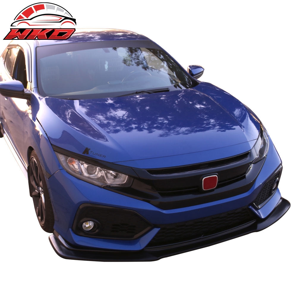 Fits 17-21 Honda Civic Sport Hatchback GT Style Front Bumper Lip Unpainted PU