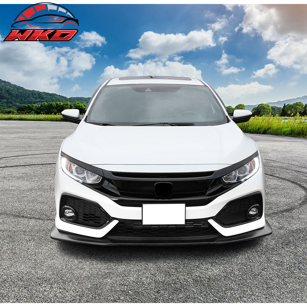 Fits 17-21 Honda Civic Si 4DR Hatchback GT Style Front Bumper Lip Black 1PC PU
