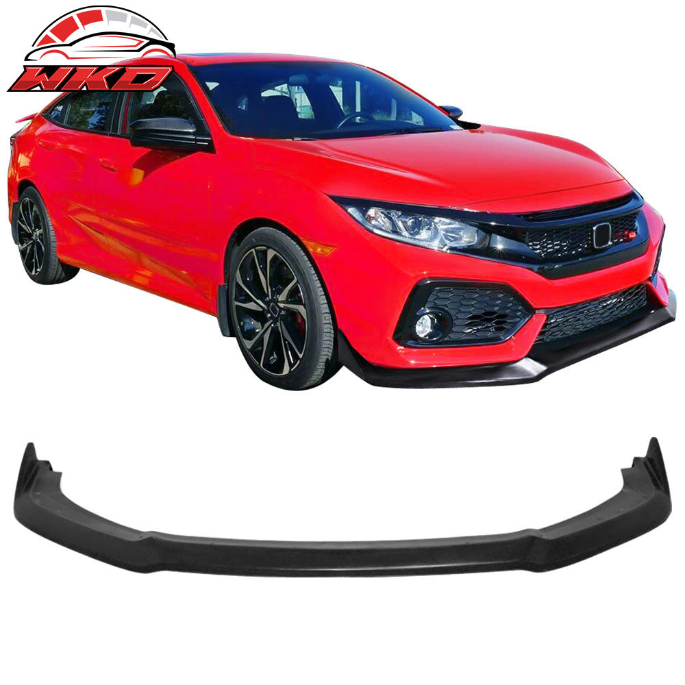 Fits 19-21 Honda Civic CS Style Front Bumper Lip Spoiler Unpainted Black PU