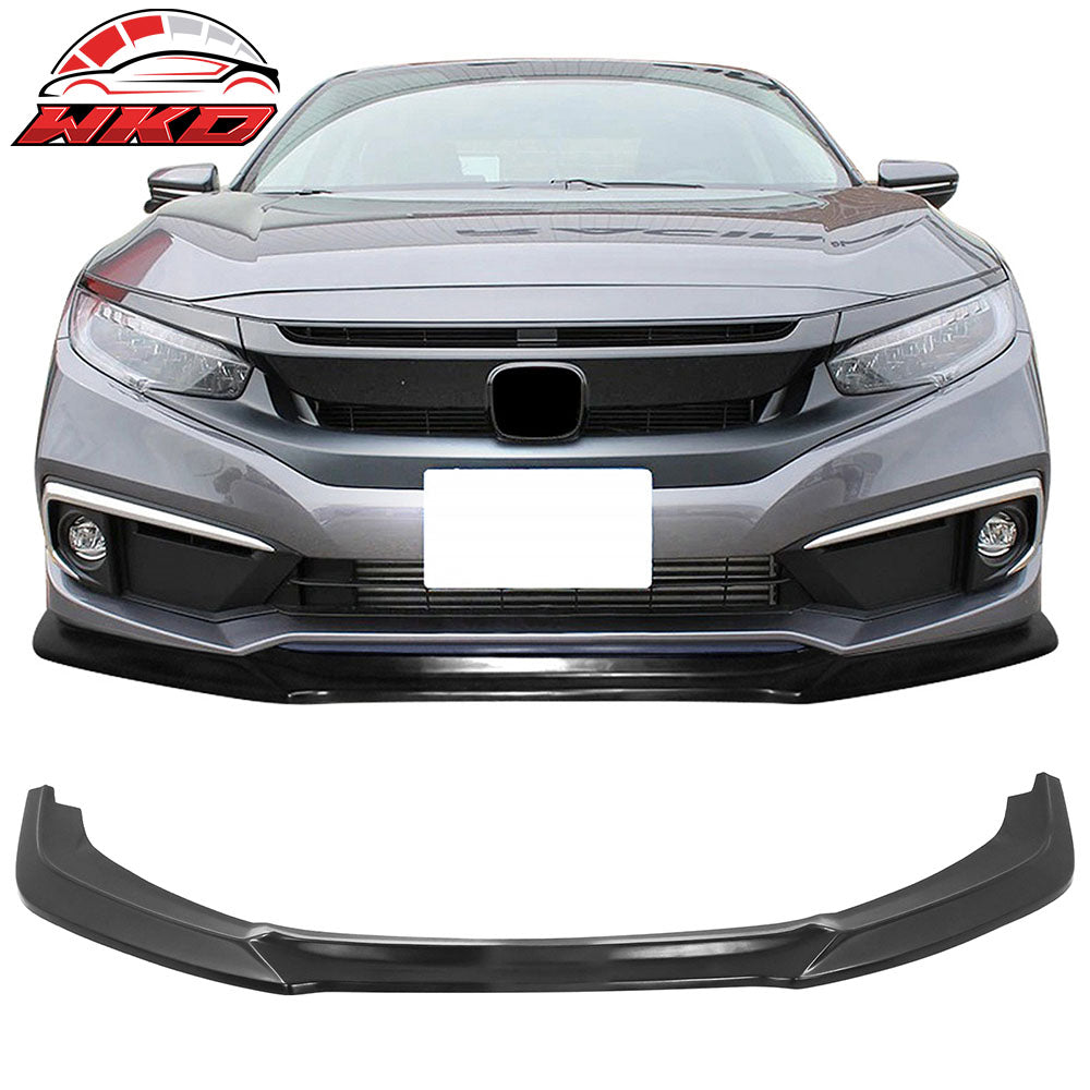 Fits 19-21 Honda Civic GT Style Front Bumper Lip Spoiler Kit Unpainted Black PU