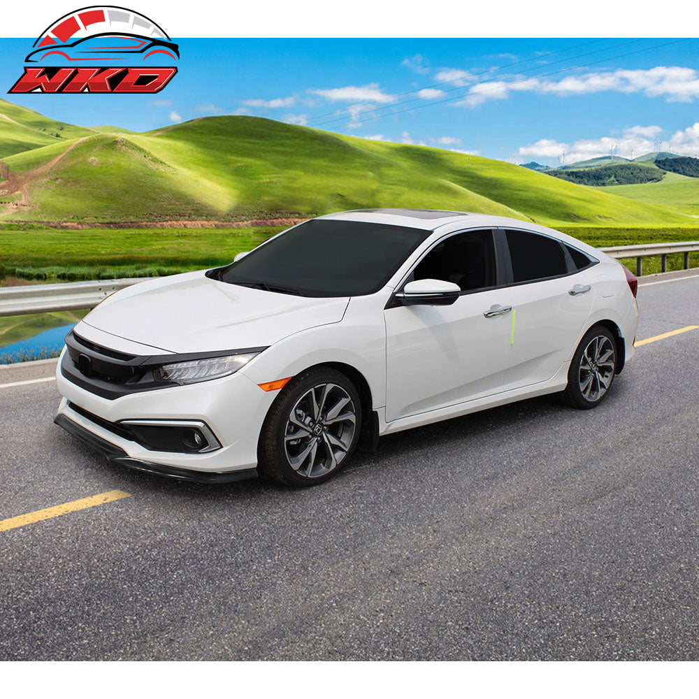 Fits 19-21 Honda Civic GT Style Front Bumper Lip Spoiler Kit Unpainted Black PU