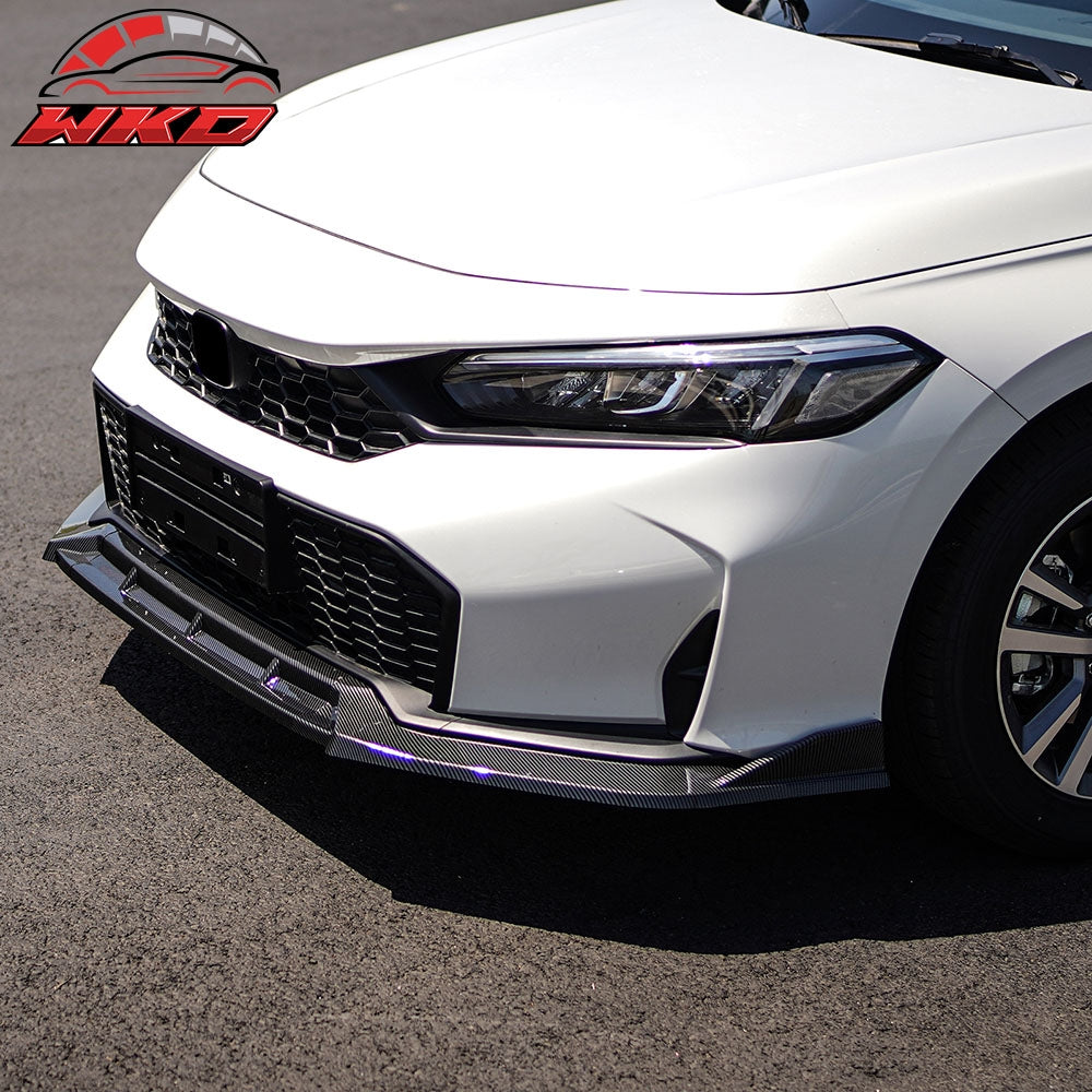 Fits 25-26 Honda Civic IKON Style 3PCS Front Bumper Lip Chin Carbon Fiber Print