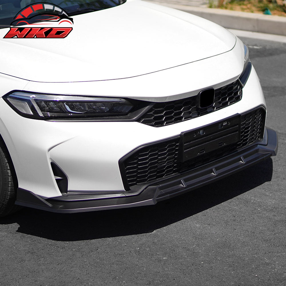 Fits 25-26 Honda Civic IKON Style 3PCS Front Bumper Lip Spoiler Chin Matte Black