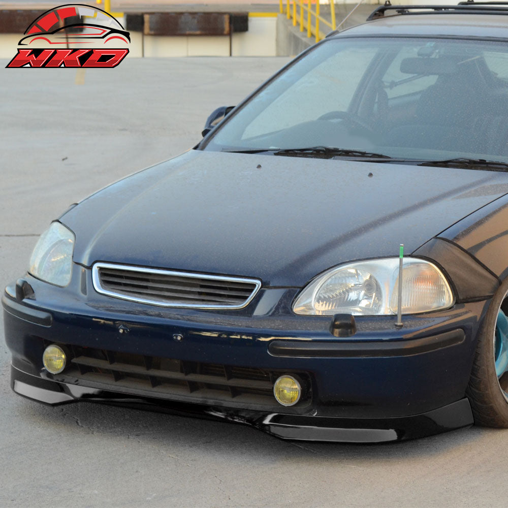 Fits 96-98 Honda Civic Type R Style Painted Black Front Bumper Lip Spoiler PU