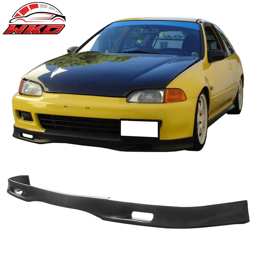 Fits 92-95 Honda Civic Coupe Hatchback Spoon Style Front Bumper Lip Unpainted PU