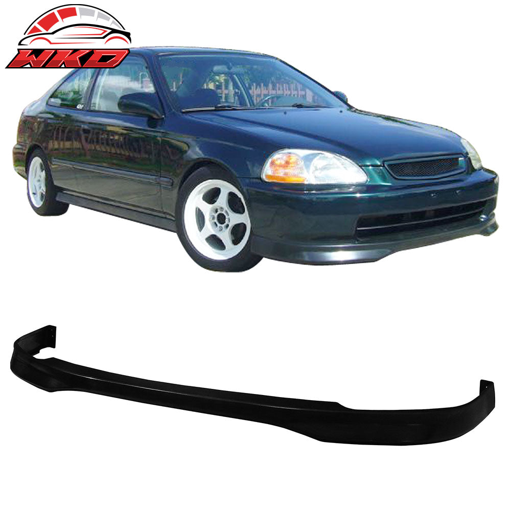 Fits 96-98 Honda Civic TR Style Front Bumper Lip Spoiler Kit Unpainted Black PU
