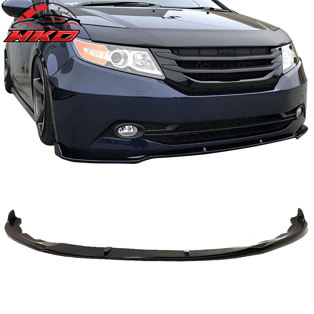 Fits 11-17 Honda Odyssey CK Style Front Bumper Lip Spoiler Unpainted Black PU