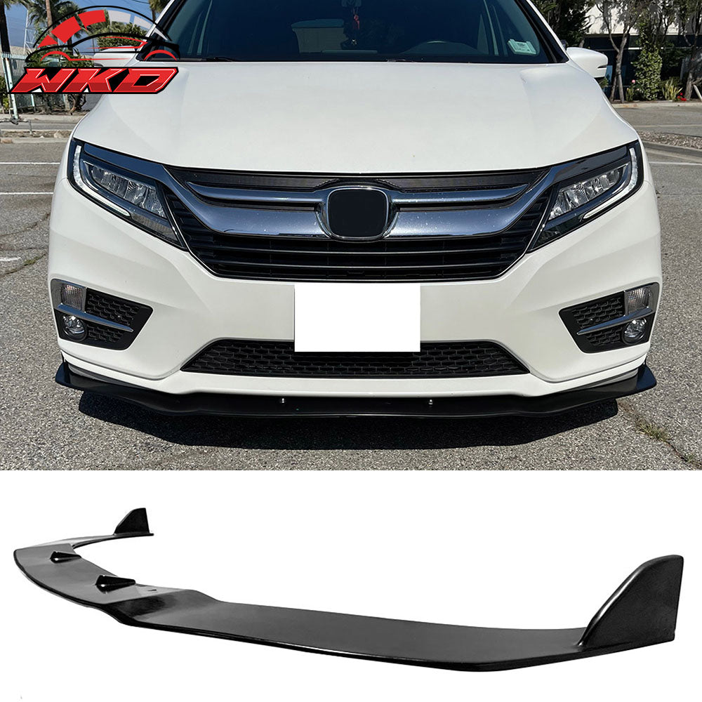 Fits 18-20 Honda Odyssey STL Style Front Bumper Lip Spoiler Unpainted Black PU