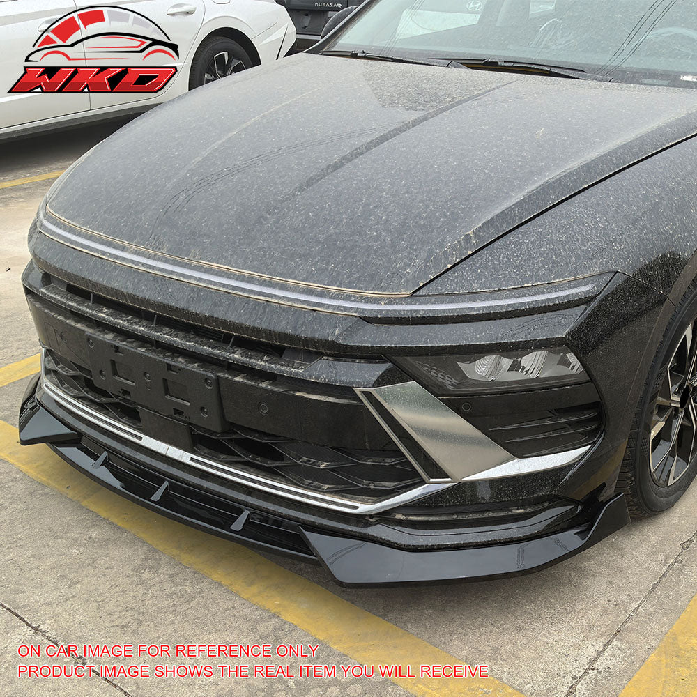 Fits 24-25 Hyundai Sonata IKON V1 3PCS Front Bumper Lip PP Carbon Fiber Print