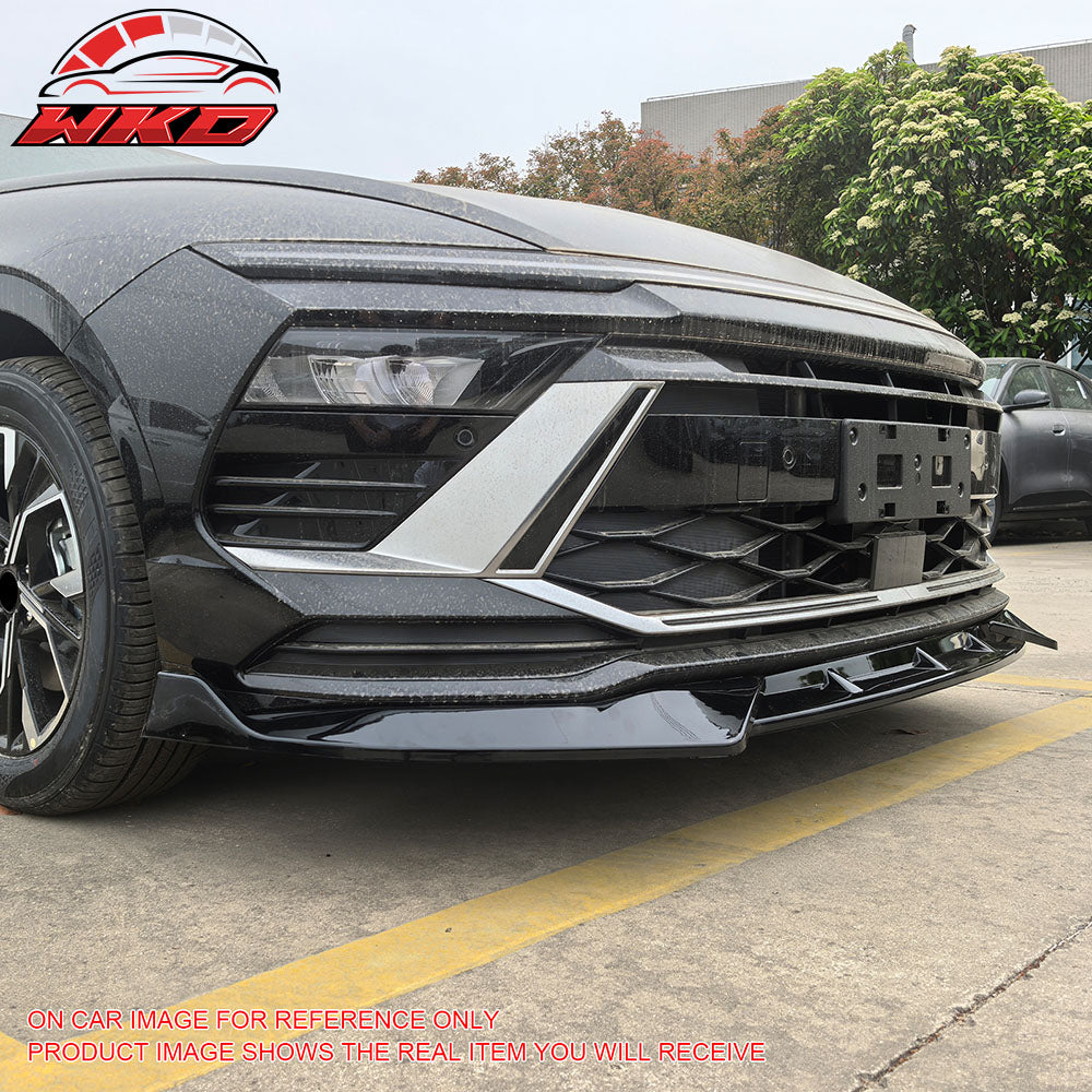 Fits 24-25 Hyundai Sonata IKON V1 3PCS Front Bumper Lip PP Carbon Fiber Print