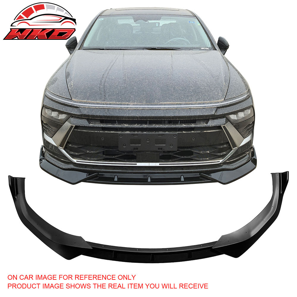 Fits 24-25 Hyundai Sonata IKON V1 Style 3PCS Front Bumper Lip Chin Matte Black